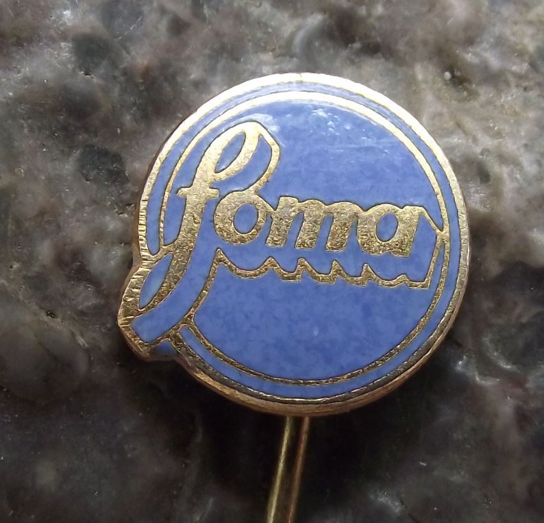 Antique FOMA Fotochema Czech Camera Film Photography Firm Pin Badge Blue - Badgecrazy