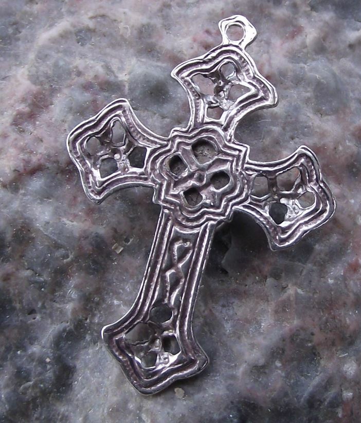 Antique Amethyst Cross Purple Stone Christian Religious Necklace Holy Charm - Badgecrazy