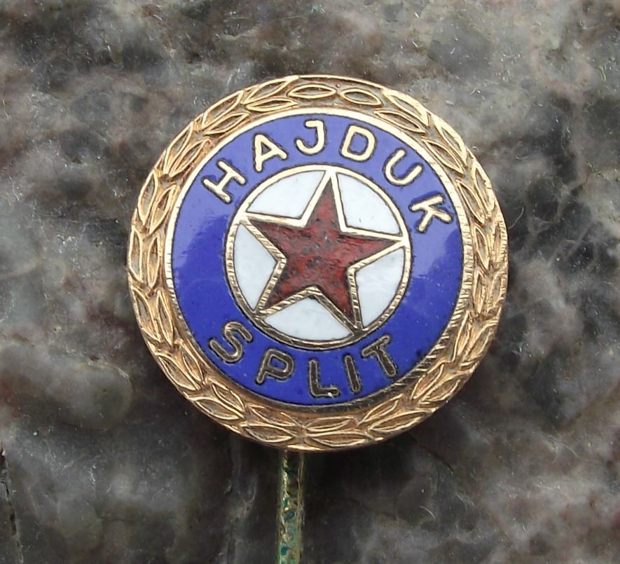 Antique HNK Hajduk Split Croatia Football Club Soccer Crest Motif Pin Badge - Badgecrazy