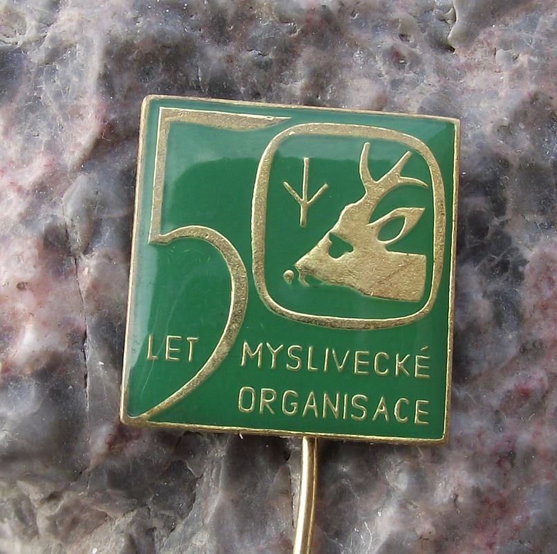 1973 Czech 50th Anniversary Hunting Association Deer Stag Hunters Pin Badge - Badgecrazy