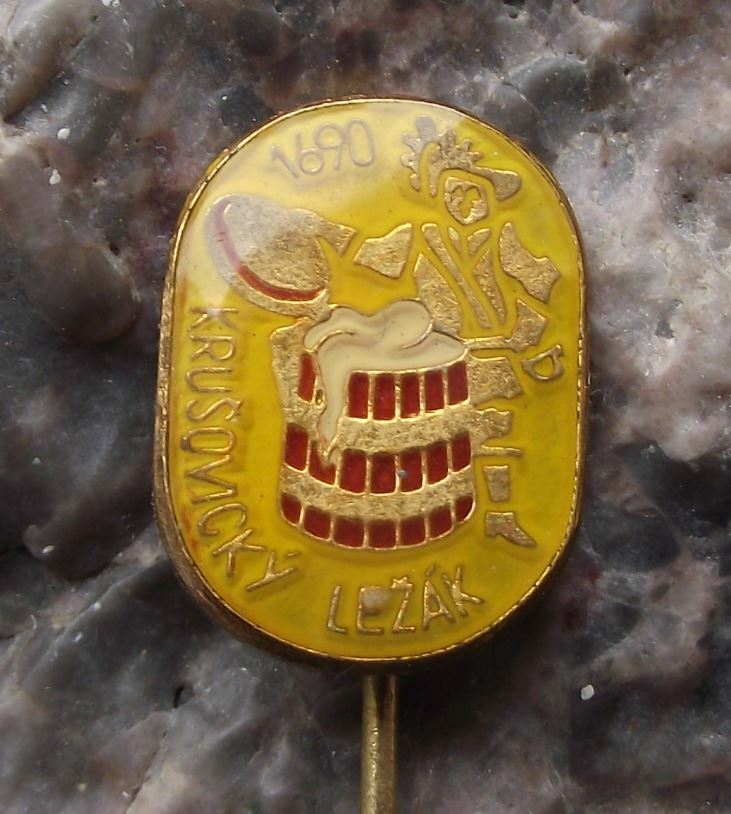 Vintage Pivovar Krusovice 1690 Brewery Czech Lager Beer Advertising Pin Badge - Badgecrazy