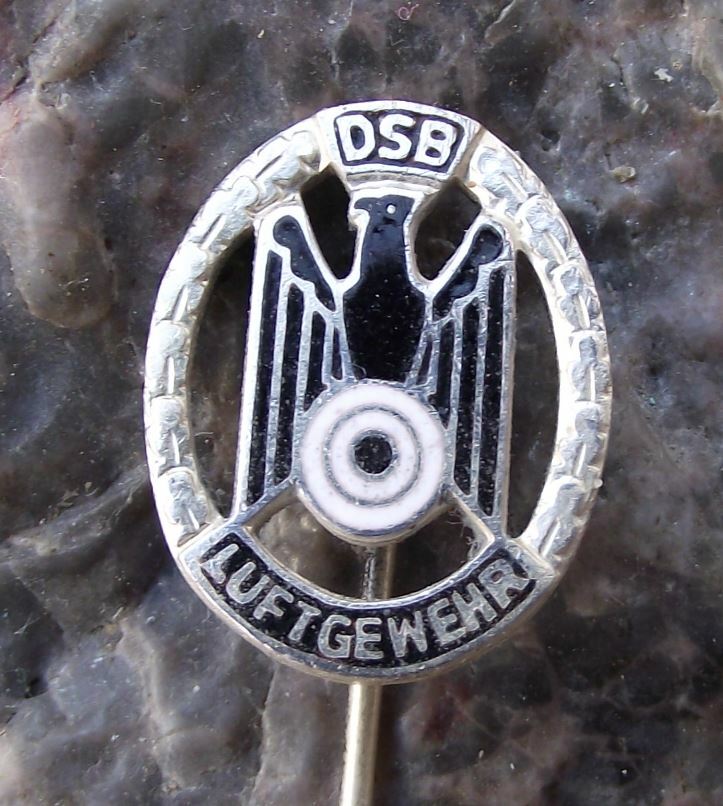 Vintage German Gun Shooting Club Association Air Rifle Silver Award Pin Badge - Badgecrazy