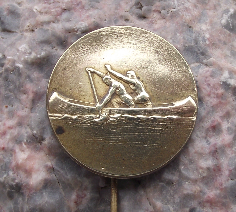 Vintage Canadian Canoe Two Man Crew Race Racing Boat Water Sports Pin Badge - Badgecrazy