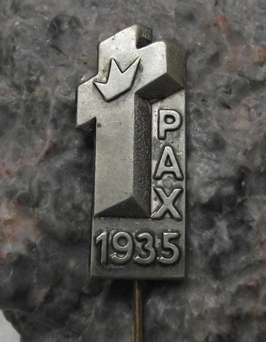 1935 PAX Peace Holy Cross Symbol Christianity Crucifixion Crown Mass Pin Badge