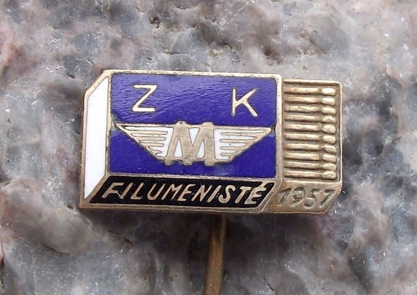 1957 ZK Winged M Logo Match Maker Matchbox Czech Phillumeny Society Pin Badge - Badgecrazy