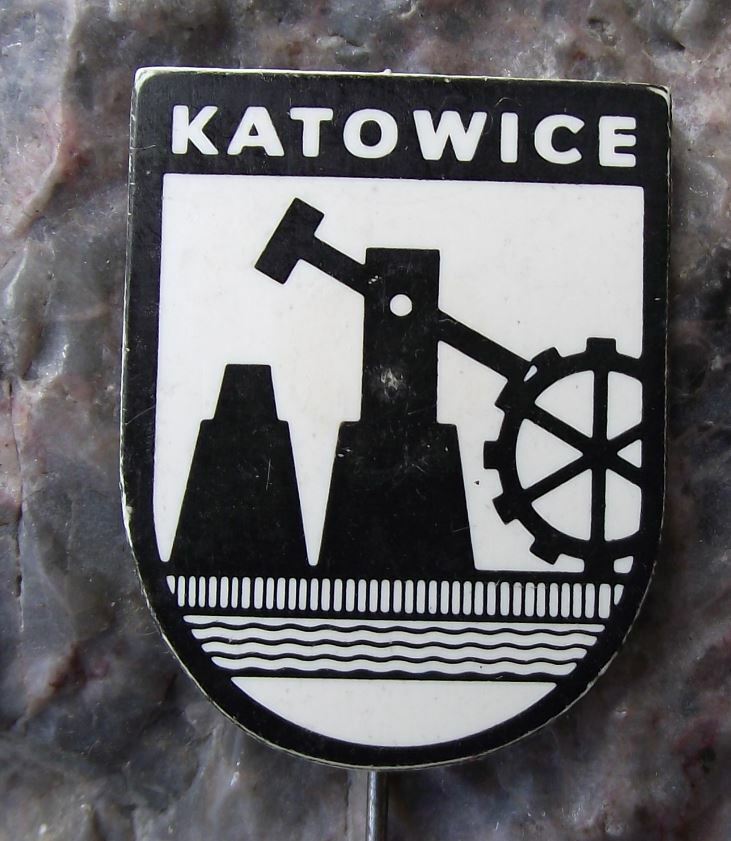 Katowice Polish Poland Heraldic City Crest Coat of Arms Shield Plastic Pin Badge - Badgecrazy
