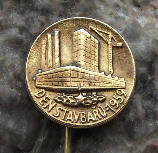 1959 Construction Building Workers Builders Day National Trade Union Pin Badge - Badgecrazy