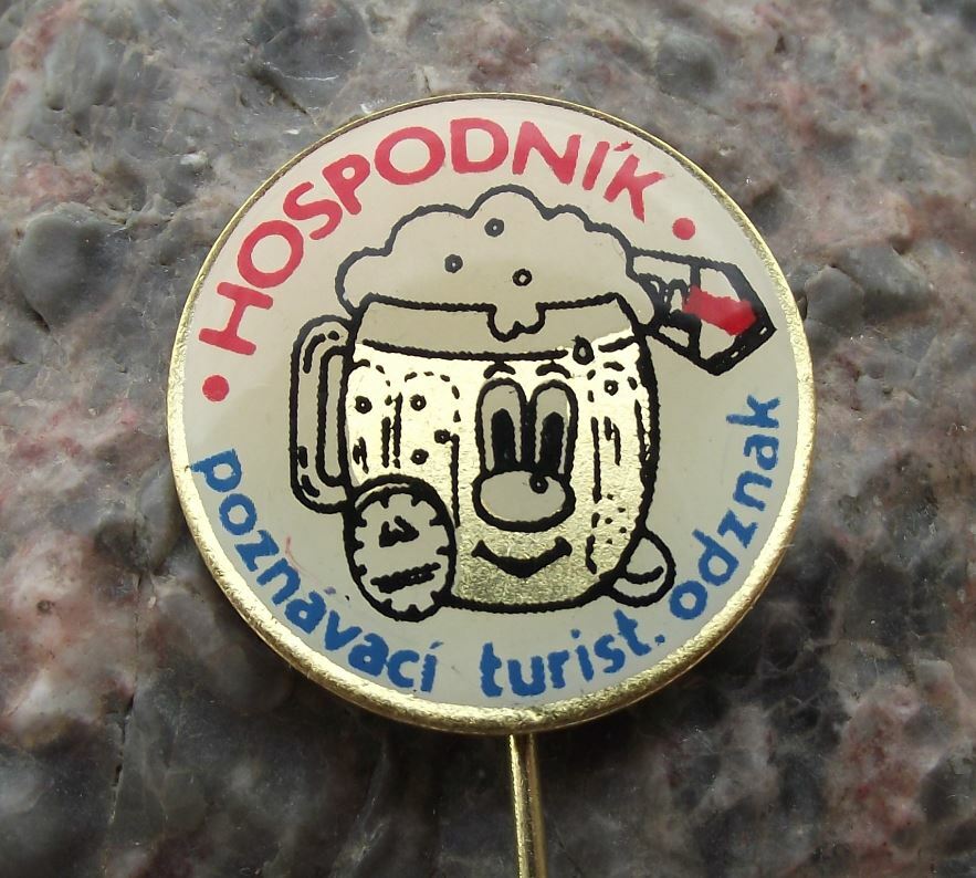 Antique Hospodnik Foaming Glass Mug Lager Czechoslovakia Beer Tourist Pin Badge - Badgecrazy