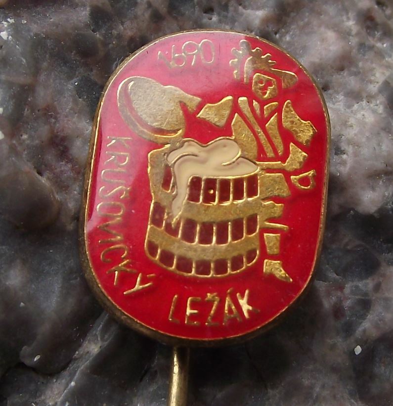 Vintage Pivovar Krusovice 1690 Brewery Czech Lager Beer Advertising Pin Badge - Badgecrazy