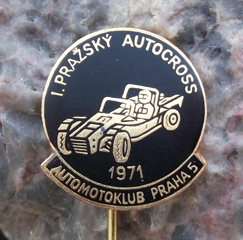 1971 FIA Autocross Track Car Racing 1st Czech Championships Prague AMK Pin Badge - Badgecrazy