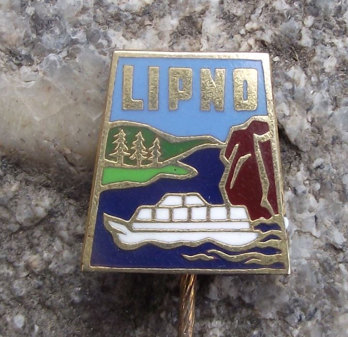 Antique Lipno Lake Dam Boat Ship Czech Tourist Holiday Destination Pin Badge - Badgecrazy