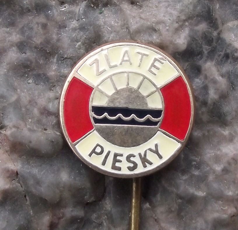 Antique Zlate Peisky Slovakia Lake Summer Resort Tourist Water Ring Pin Badge - Badgecrazy