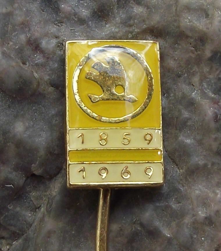 1969 Skoda Autos Company Czech Motor Car Maker 110th Anniversary Pin Badge - Badgecrazy