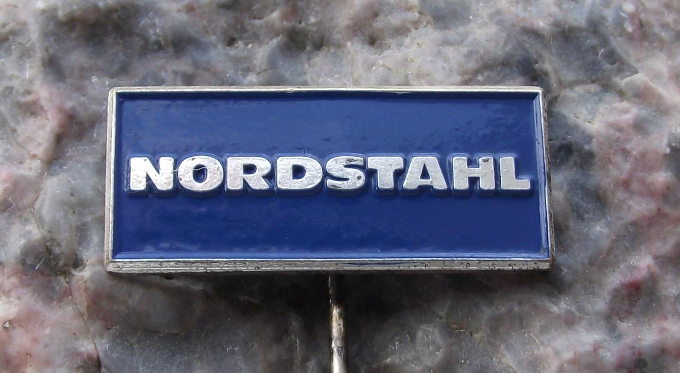 Vintage Nordstahl Pressure Hydraulics Company Logo Advertising Pin Badge - Badgecrazy