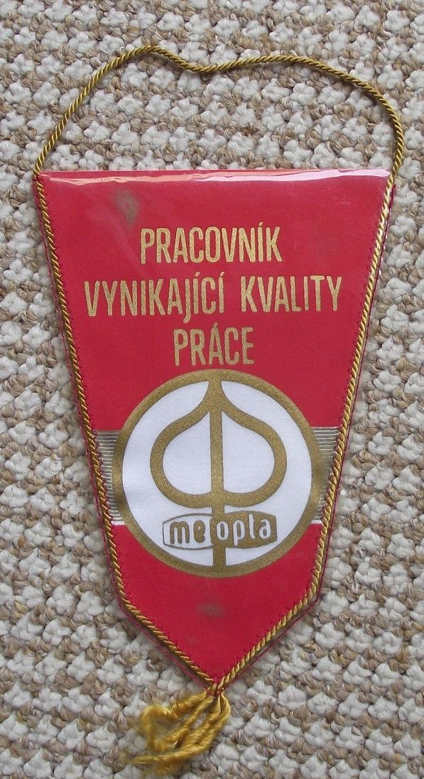 Meopta Camera Worker with Outstanding Quality Workmanship Award Pennant Flag - Badgecrazy