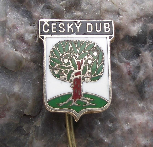Antique Cesky Dub Czech Town Heraldic Crest Oak Tree Coat of Arms Pin Badge - Badgecrazy