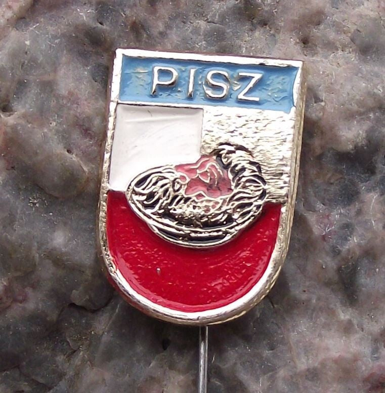 Vintage Pisz Polish City Poland Heraldic Crest Coat of Arms Pin Badge - Badgecrazy