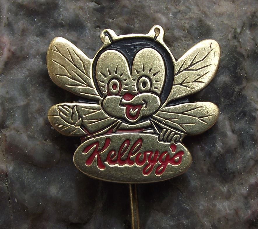 Antique Kelloggs Happy Bee Logo Motif Breakfast Cereal Company Pin Badge - Badgecrazy
