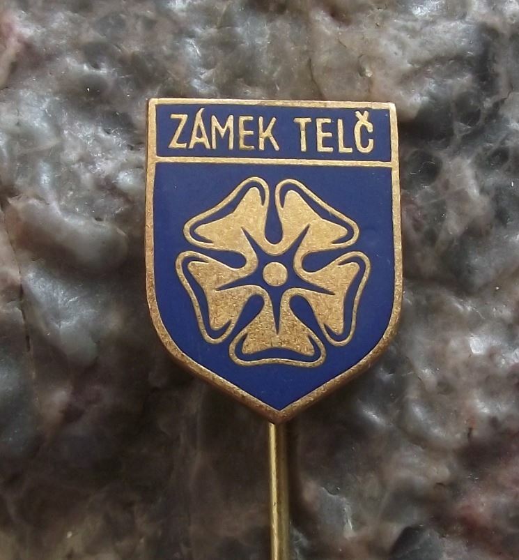 Antique Telc Czech Castle Palace Zamek Heraldic Coat of Arms Crest Pin Badge - Badgecrazy