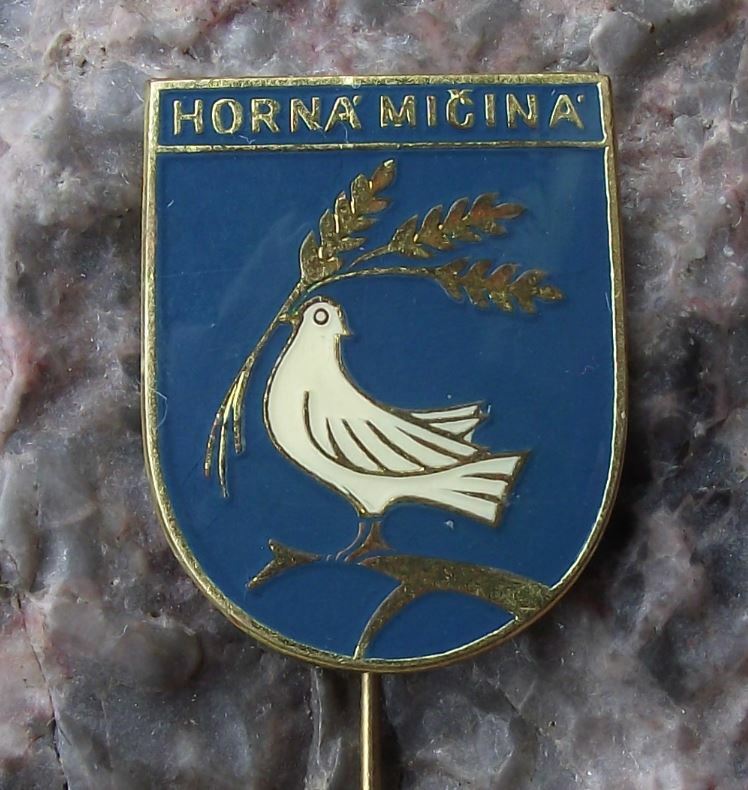 Antique Horna Michina Coat of Arms Heraldic Crest Dove Bird Wheat Pin Badge - Badgecrazy
