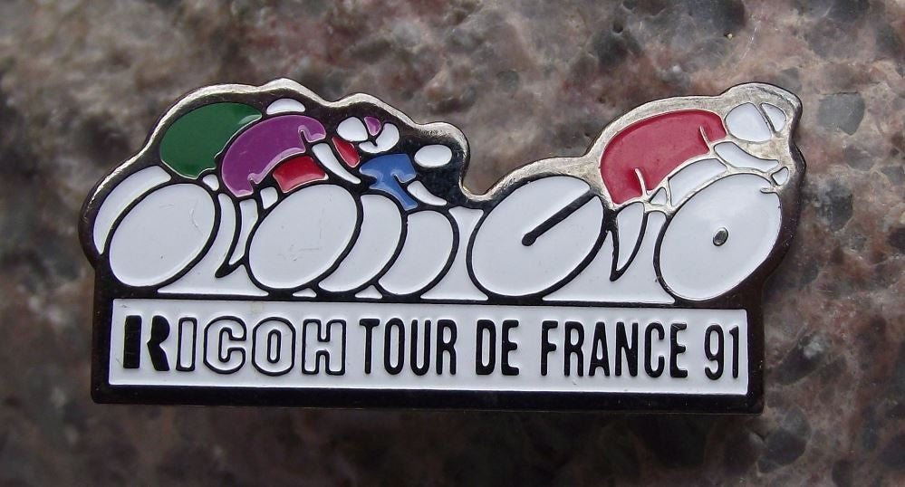 1991 Ricoh Tour de France Cycling Cycle Bike Race French Racer Tie Pin Badge - Badgecrazy