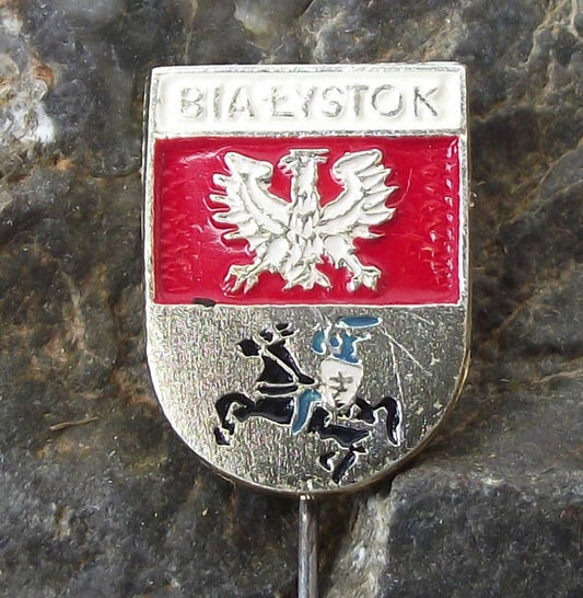 Vintage Bialystok Polish City Poland Heraldic Shield Coat of Arms Pin Badge - Badgecrazy