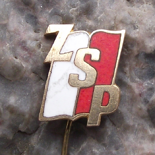 Vintage ZSP Polish Students Association Poland Flag Union Members Pin Badge