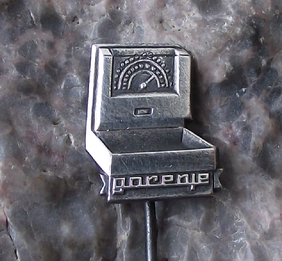 Vintage Gorenje Weighing Machines Kitchen Scales Slovenia Advertising Pin Badge - Badgecrazy