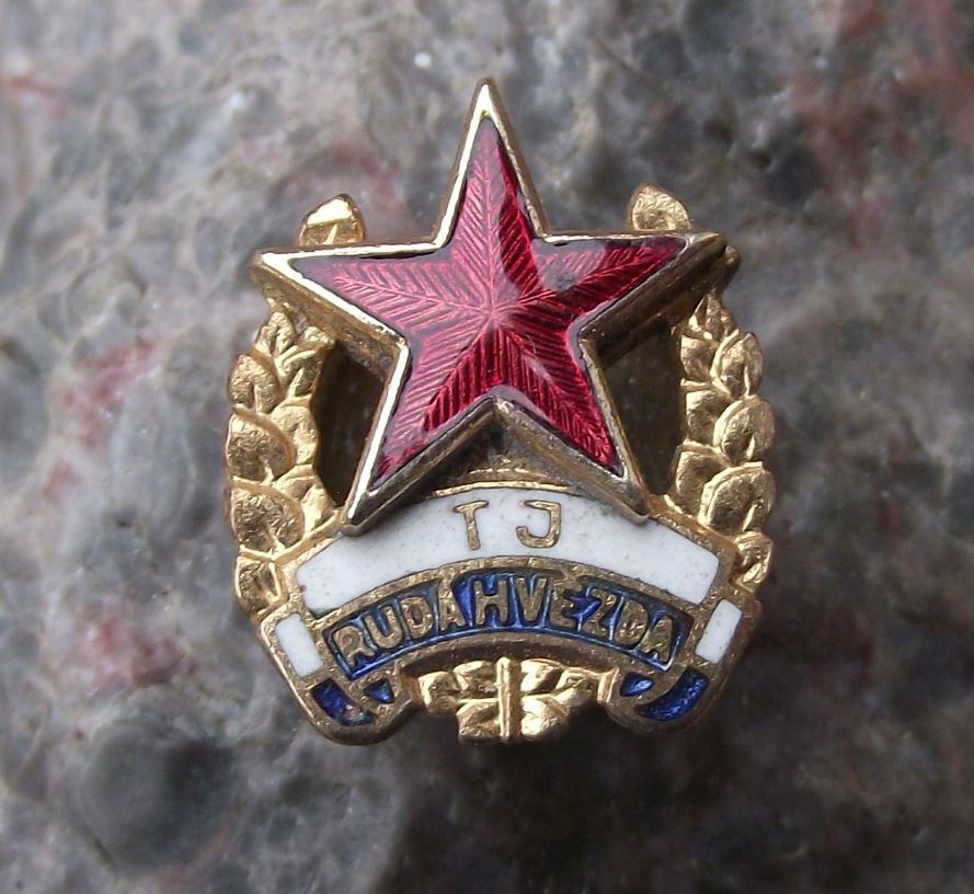 Vintage TJ Ruda Hvezda Red Star Soccer Czech Football Club Screw Pin Badge - Badgecrazy