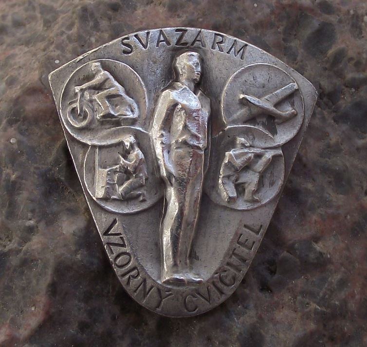 Svazarm Excellent Military Exercises Army Reserves Silver Award Pin Badge - Badgecrazy