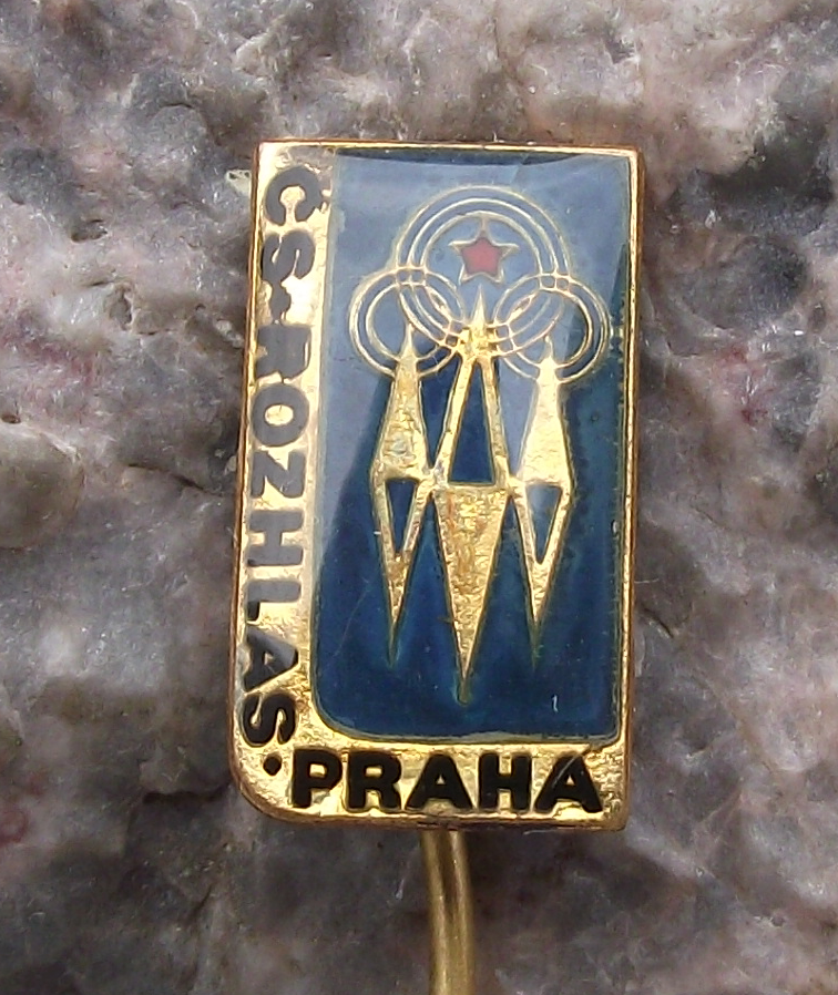Vintage Czech State Broadcasting Company Radio Prague Tower Pin Badge - Badgecrazy