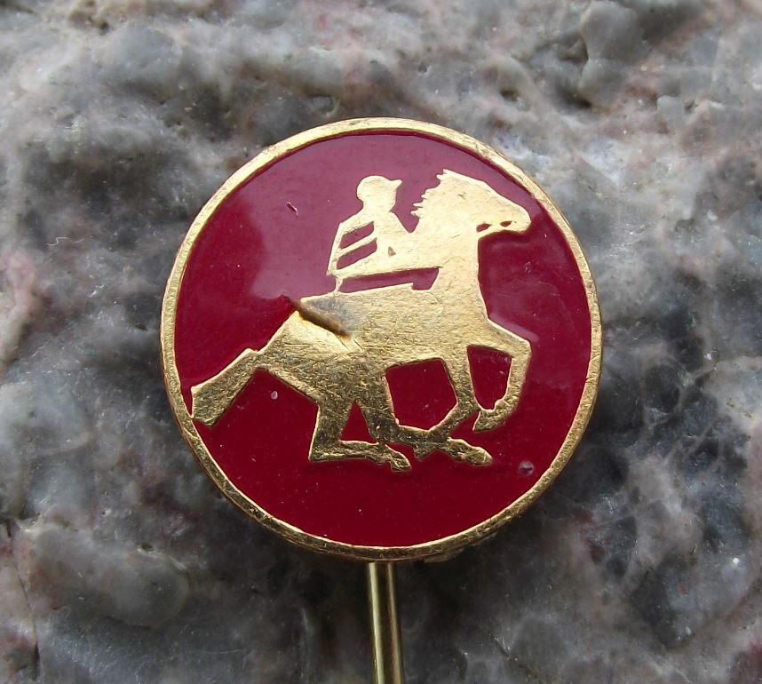 Jockey Rider on Running Horse Racing Sprinting Cantering Equestrian Pin Badge - Badgecrazy