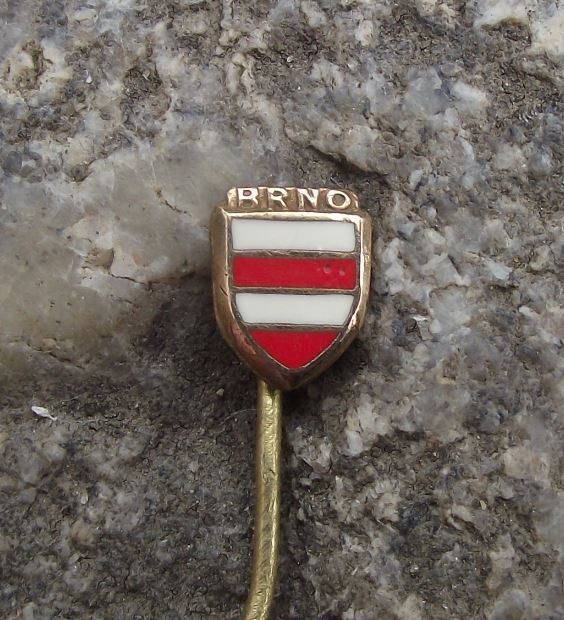 Small Brno City Czechoslovakia Red White Striped Heraldic Shield Crest Pin Badge - Badgecrazy