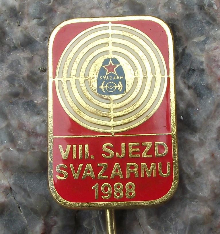 1988 Svazarm Czech Army Reserves VIII 8th Military Conference Target Pin Badge - Badgecrazy