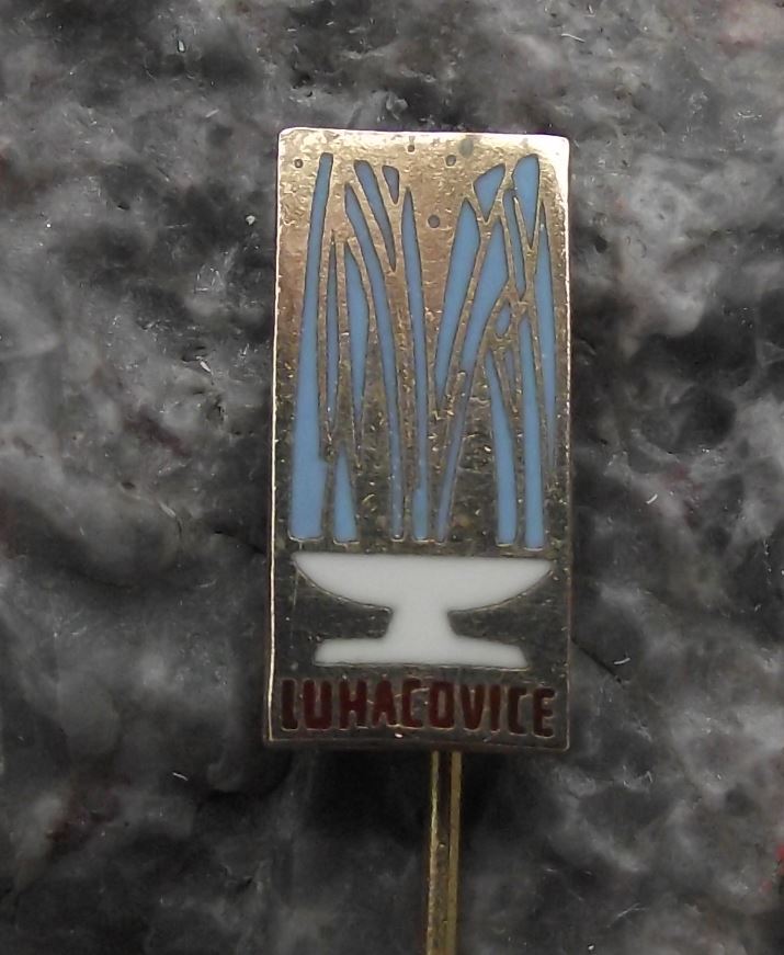Antique Luhatschowitz Luhacovice Spa Health Resort Spring Fountain Pin Badge - Badgecrazy