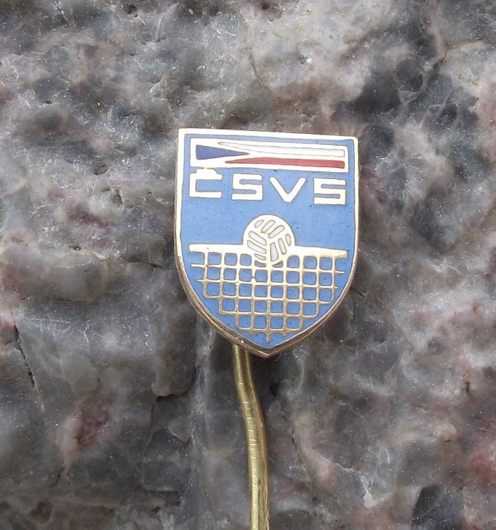 Antique Czechoslovakia Volleyball Association CSVS Net Ball Czech Flag Pin Badge - Badgecrazy
