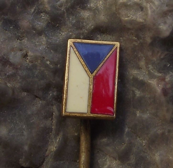 Vintage Czech Republic Czechoslovakia Vertical Hanging Tricolour Flag Pin Badge - Badgecrazy