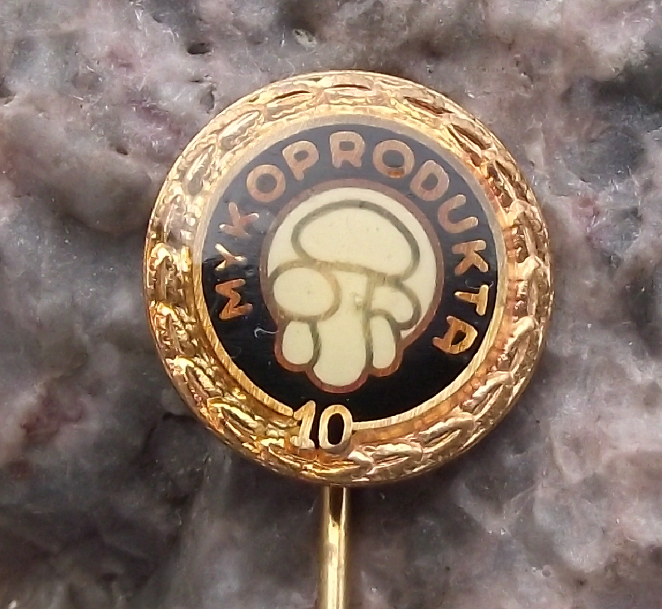 Vintage Button Edible Mushrooms Fungus Mycologist 10th Anniversary Pin Badge - Badgecrazy