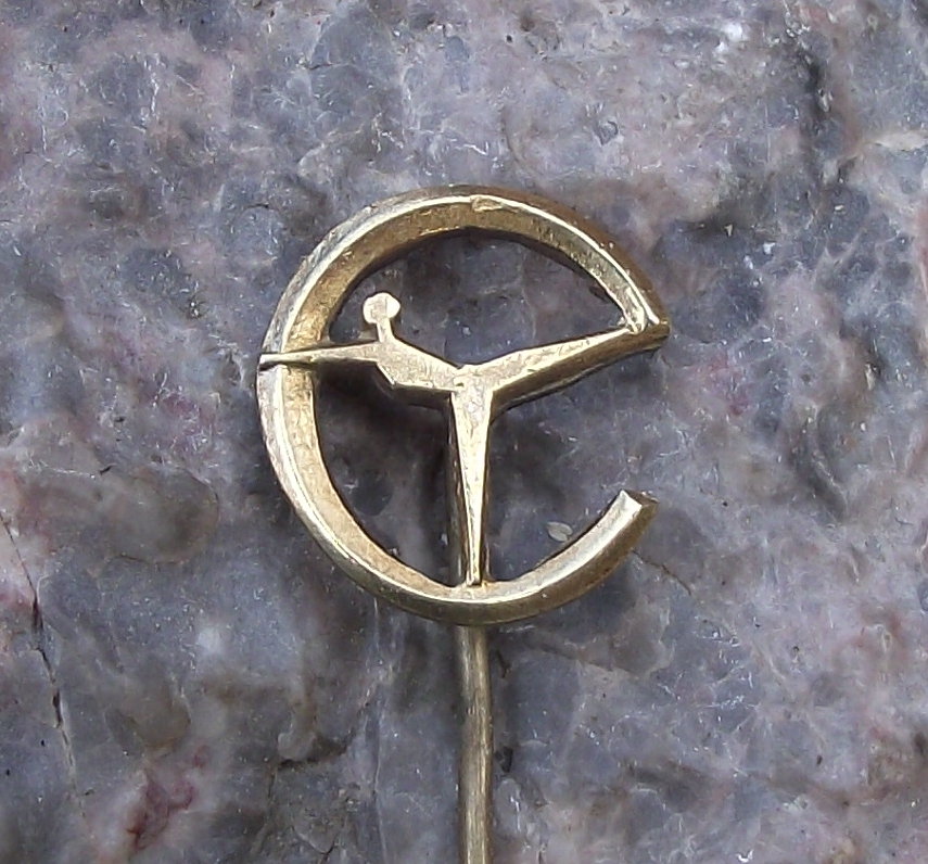 Vintage Modern Gymnastics Woman Dancing with Long Twisting Streamer C Pin Badge - Badgecrazy