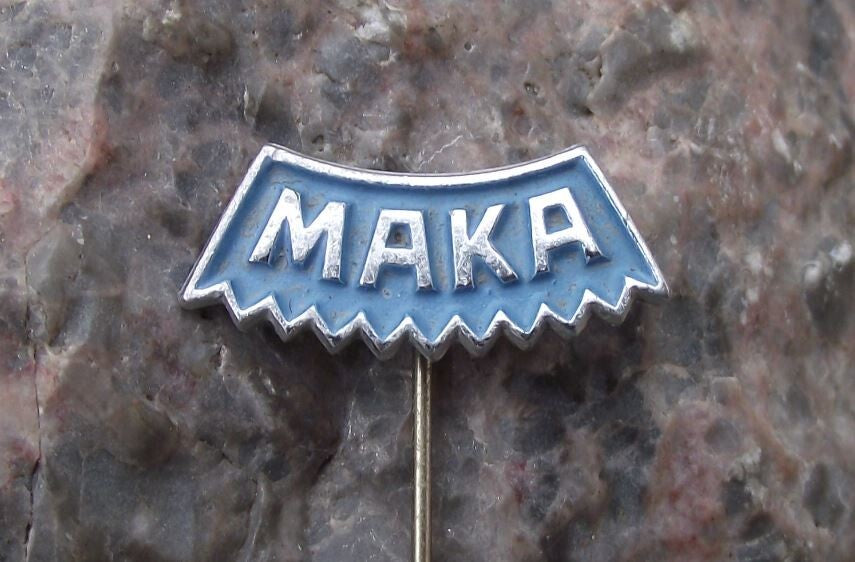 Vintage Max Mayer Maschinenbau GmbH Germany Cutting Machines Saws Pin Badge - Badgecrazy