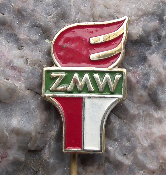 Vintage ZMW Union of Rural Youth Association Polish Poland Torch Flame Pin Badge