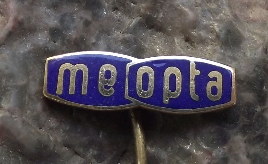 Vintage Meopta Blue Stereo Viewfinder Logo Photographic Optical Firm Pin Badge - Badgecrazy