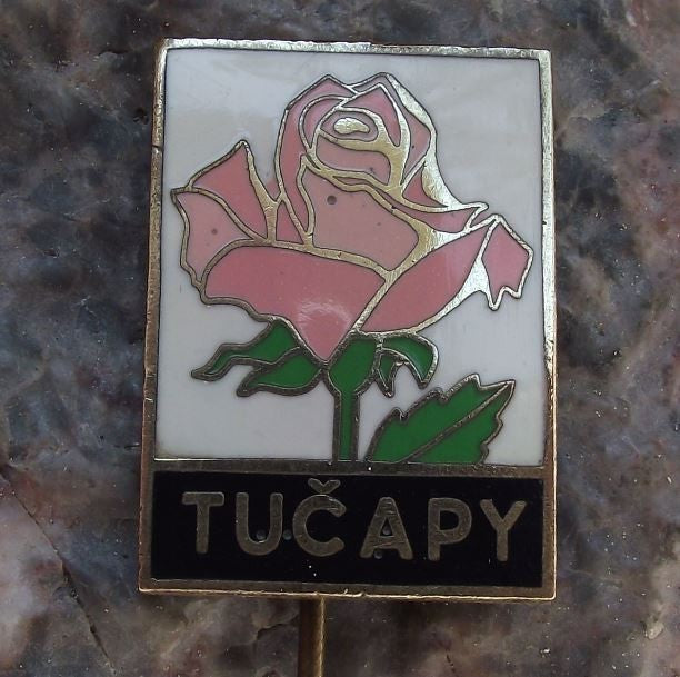 Antique Tucapy Czech Town Rose Bloom Flower Emblem Crest Tourist Pin Badge - Badgecrazy
