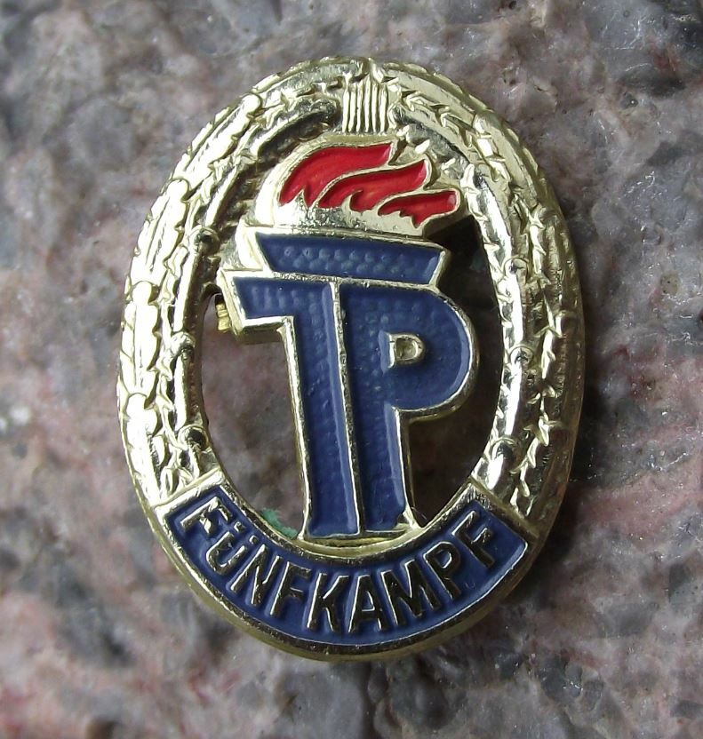 Thalmann Pioneer DDR Pentathlon Funfkampf Athletics Competition Award Pin Badge - Badgecrazy