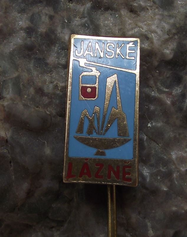 Antique Janske Lazne Spa Resort Cable Car Natural Spring Fountain Pin Badge - Badgecrazy