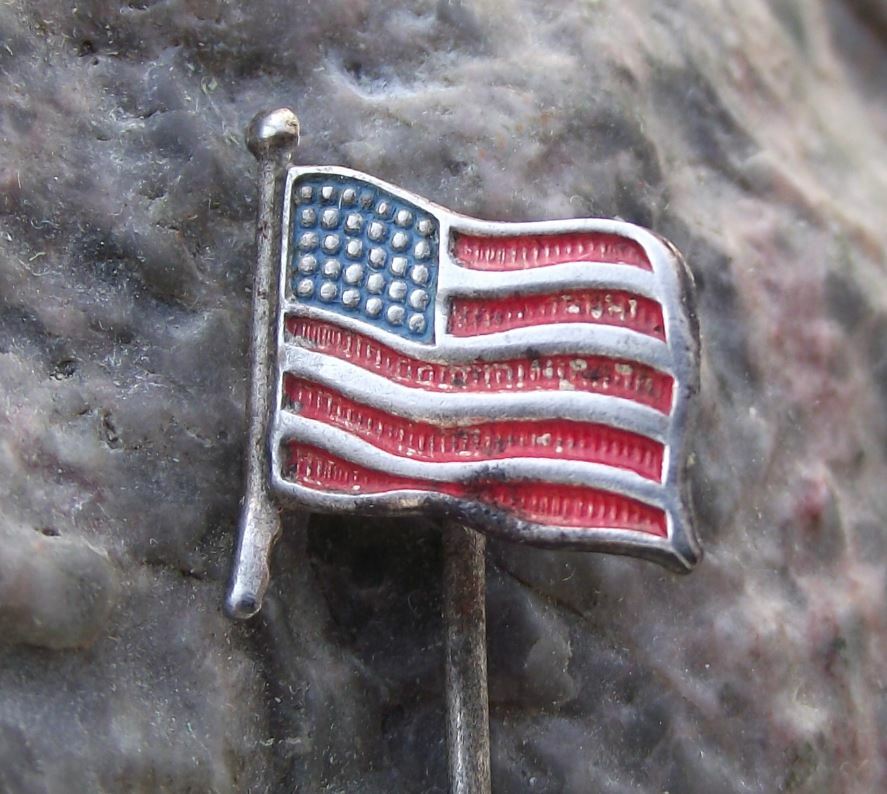 Antique USA United States of America Star and Stripes Waving Flag Pin Badge - Badgecrazy