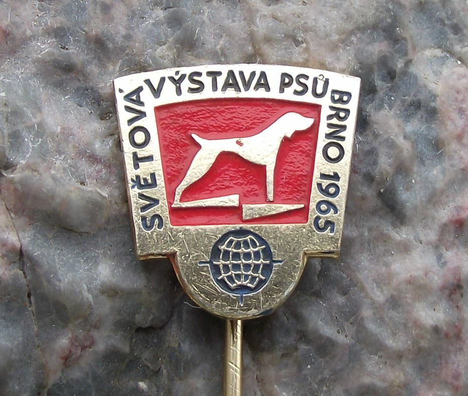 1965 International Dog Breeders Club Show Event Brno Pointer Breed Pin Badge - Badgecrazy