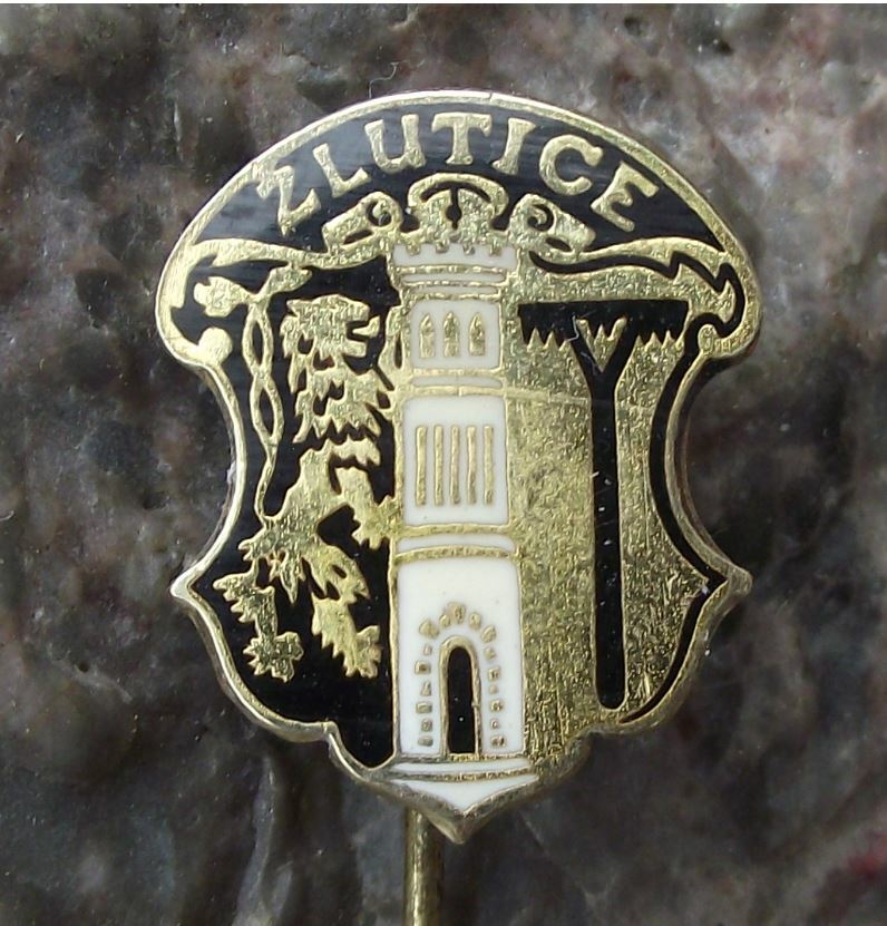 Vintage Zlutice Czechoslovakia Coat of Arms Heraldic Crest Pin Badge - Badgecrazy