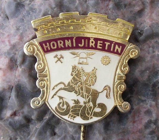 Vintage Horni Jiretin Czechoslovakia Coat of Arms Heraldic Crest Pin Badge - Badgecrazy
