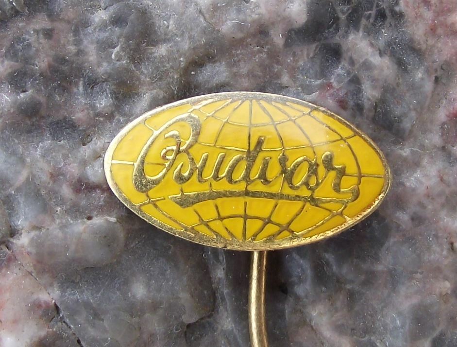 Antique Budvar Original Czech Budweiser Brewery Lager Beer Pin Badge Yellow - Badgecrazy